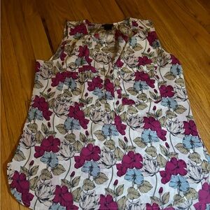 Ann Taylor Floral Blouse - Pink and Blue